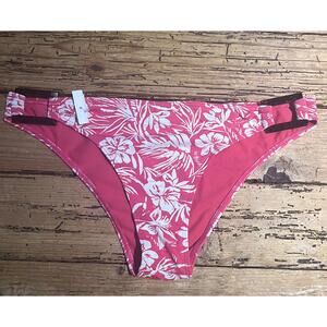 Roxy Womens Size L Pink White Floral Bikini Bottom NWT